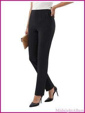 keriffe Womens Dress Pants Straight Leg Stretchy Pull On Work Slacks